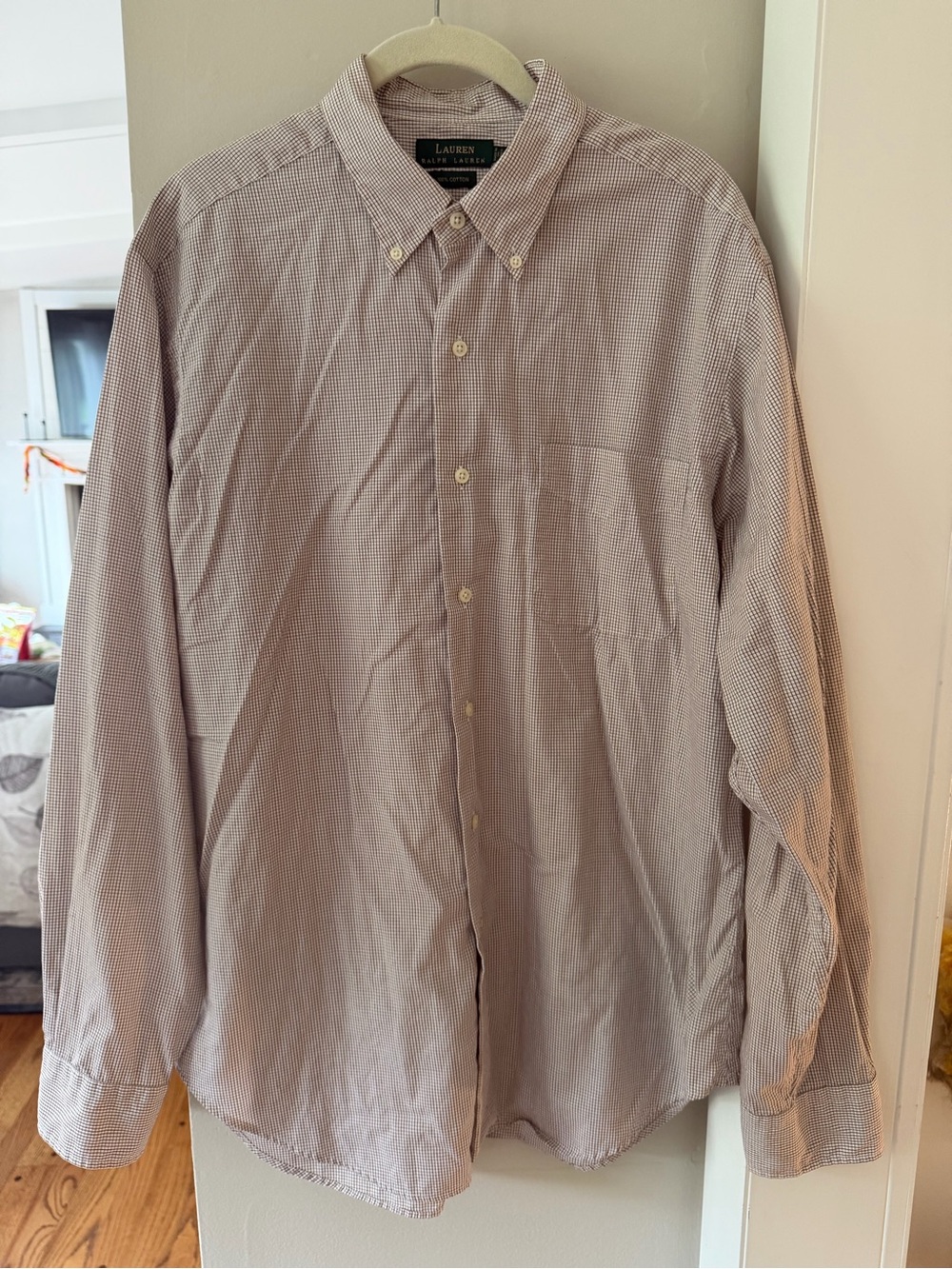Ralph Lauren Men's Button-Down Shirt in Light Brown Check
